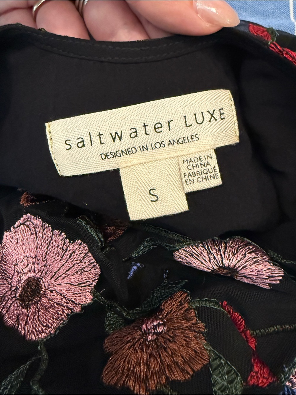 saltwater LUXE Black Floral Embroidered Long-Sleeve Top - Picture 4 of 5